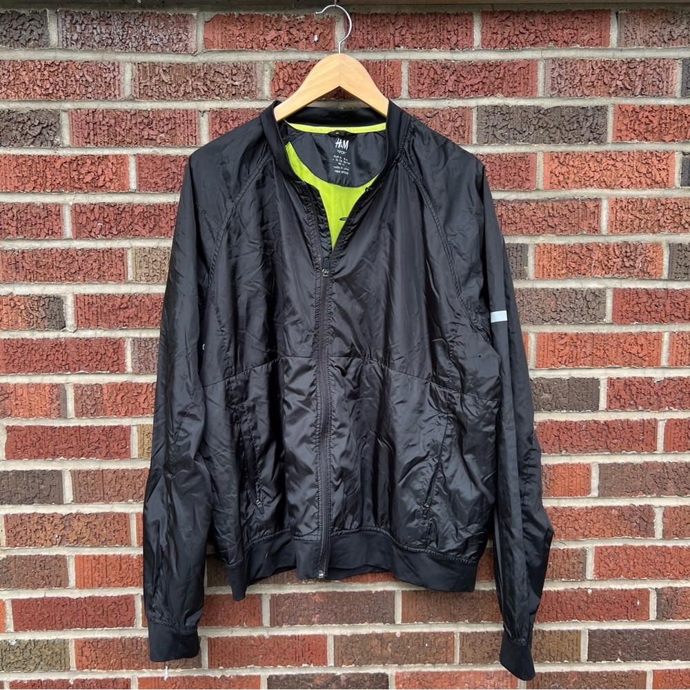 H&M Sport Black Full Zip Up Athletic Windbreaker Jacket